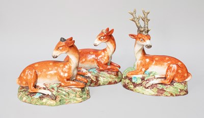 Lot 1073 - A Staffordshire Pearlware Model of a Stag and...