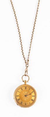 Lot 175 - A Lady's 18 Carat Gold Enamel Fob Watch, circa...