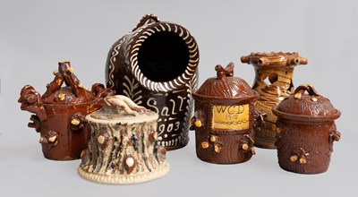 Lot 1084 - A Slipware Pottery Salt Pig, inscribed 1903,...