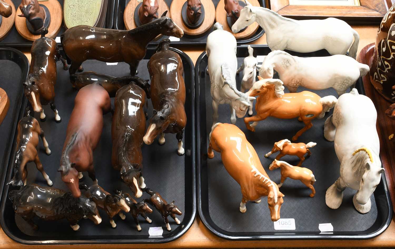 Lot 1085 - Beswick Horses and Foals, including: Hackney,...