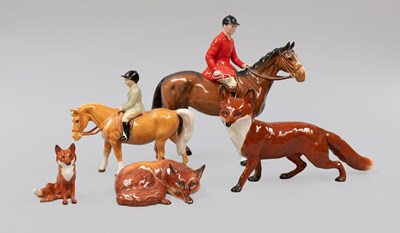 Lot 1113 - Beswick Hunting Group, comprising: Huntsman,...