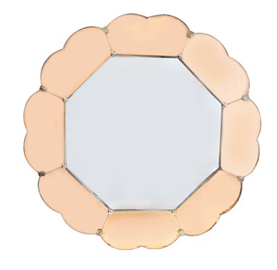 Lot 704 - An Art Deco Floriform Sectional Wall Mirror,...