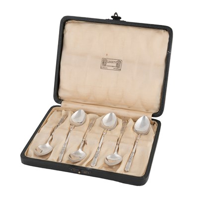 Lot 673 - A Set of Six Liberty & Co., Silver Coffee...