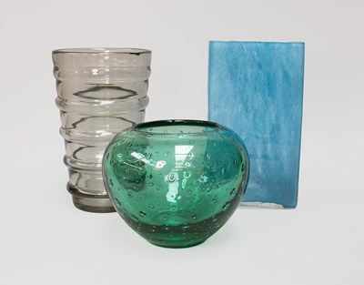 Lot 1103 - A Whitefriars Green Glass Vase, ovoid and with...
