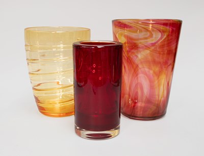 Lot 1104 - A Whitefriars Ruby Glass Cylinder Vase, 17cm h;...