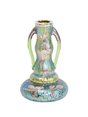Lot 647 - An Art Nouveau Loetz Blue Iridescent Glass and...