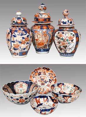 Lot 1156 - Three Various Japanese Imari Porcelain Jars...