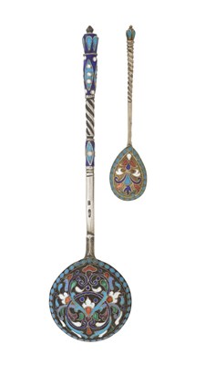 Lot 2026 - A Russian Silver and Enamel Spoon