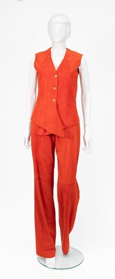 Lot A Hermès Paris Orange Lambskin Anino Waistcoat...