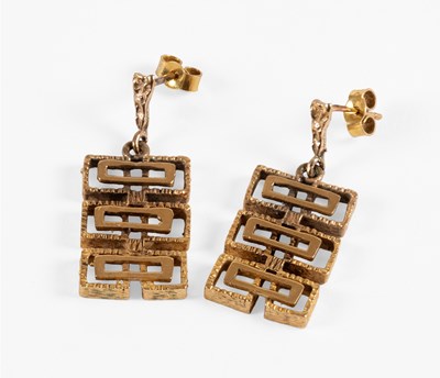 Lot 93 - A Pair of 9 Carat Gold Drop Earrings, of...