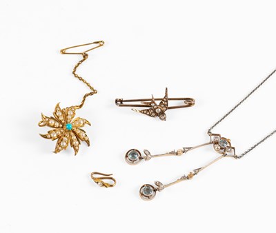 Lot 122 - An Aquamarine, Diamond and Seed Pearl Necklace,...