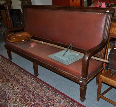 Lot 877 - Late 19th/early 20th century upholstered mahogany waiting room bench