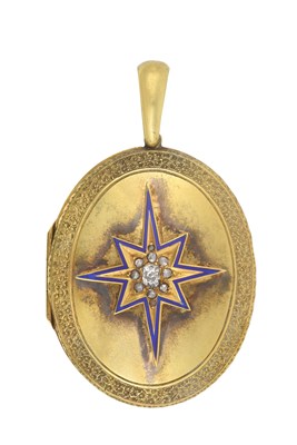 Lot 2335 - A Late Victorian Diamond and Enamel Locket the...
