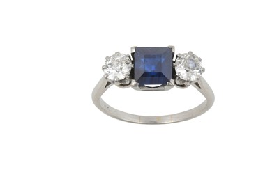 Lot 2320 - A Sapphire and Diamond Three Stone Ring the...
