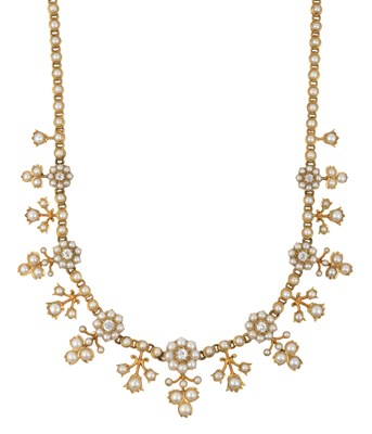 Lot 2353 - A Diamond and Split Pearl Necklace, circa 1900...