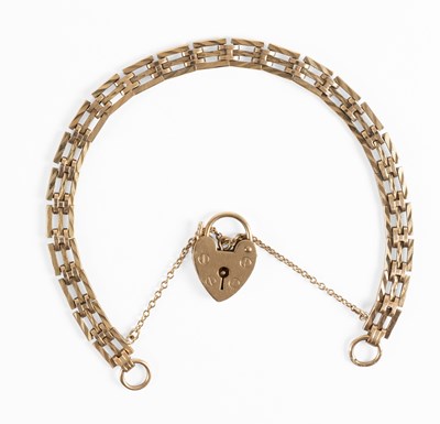 Lot 105 - A 9 Carat Gold Gate Link, with A 9 Carat Gold...
