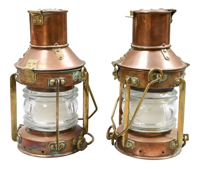 Lot 1155 - A Pair of Reproduction Brass and Copper Ships...