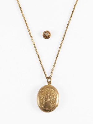 Lot 77 - A Locket on Chain, the oval locket with...