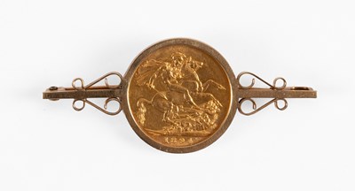 Lot 78 - A Sovereign Brooch, dated 1894, the sovereign...