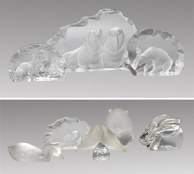 Lot 1180 - A Baccarat Crystal Model of a Duck, together...