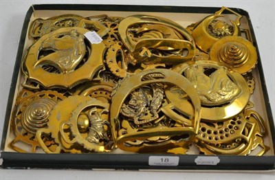 Lot 18 - A collection of forty horse brasses and a pair of stirrups
