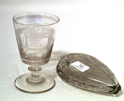 Lot 12 - A Rummer, circa 1830, the bucket bowl engraved with SUNDERLAND BRIDGE, the reverse with...