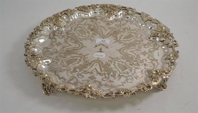 Lot 32 - Large Victorian plated salver with Manu Forti crest