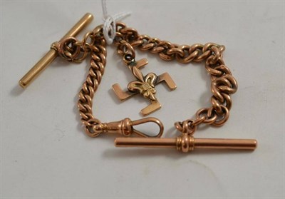 Lot 45 - A half albert marked '9.375', and a piece of chain with t-bar and swastika marked '9CT'