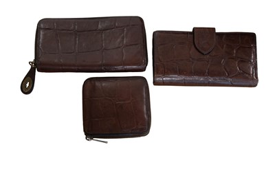 Lot 375 - A Mulberry Brown Crocodile Style Leather Purse,...