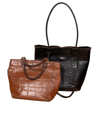 Lot 376 - A Mulberry Black Crocodile Style Tote Bag,...