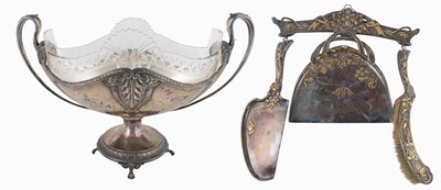 Lot 525 - An Art Nouveau Continental Plated and Brass...