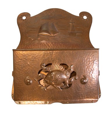 Lot 692 - An Arts & Crafts Newlyn Copper Letter Holder,...