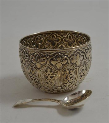 Lot 64 - A Victorian silver bowl and a caddy spoon