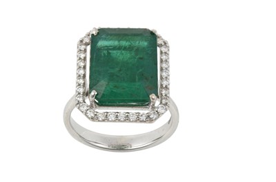 Lot 2324 - An 18 Carat White Gold Emerald and Diamond...
