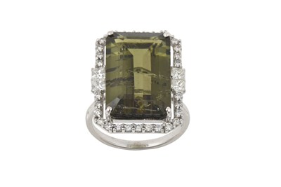 Lot 2244 - An 18 Carat White Gold Green Tourmaline and...