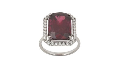Lot 2243 - An 18 Carat White Gold Garnet and Diamond...