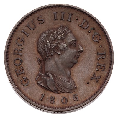 Lot George III, Proof Farthing 1806, in copper,...