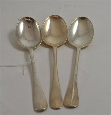 Lot 69 - Two antique American silver tablespoons marked Pierre and W:Co and a reproduction tablespoon (3)