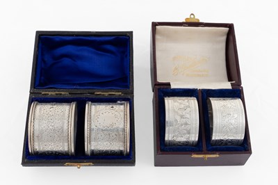 Lot 201 - A Cased Pair of Victorian Silver Napkin-Rings...