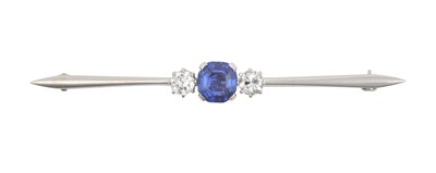 Lot 2328 - A Sapphire and Diamond Three Stone Brooch the...
