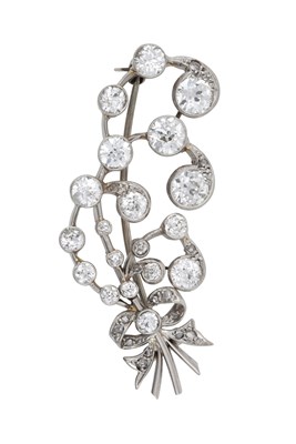 Lot 2358 - A Mid 20th Century Diamond Brooch of stylised...