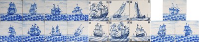 Lot 548 - Eleven Delft Tiles, 19th century, painted in...