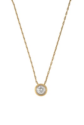 Lot 2201 - A Diamond Solitaire Pendant on Chain the round...