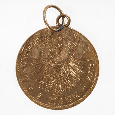 Lot 136 - German States, Wurtemburg, Five Marks 1877,...