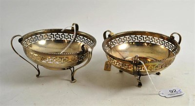 Lot 92 - Pair of three-handled nut bowls, Birmingham 1909