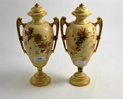 Lot 94 - Two Royal Worcester vases and covers (a.f.)