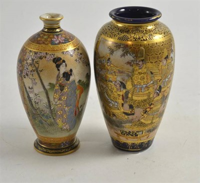 Lot 102 - Two Japanese Satsuma small ovoid vases