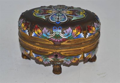 Lot 104 - A gilt metal and champleve enamelled jewellery casket