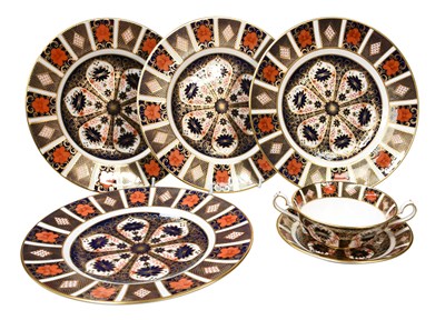Lot 536 - Four Royal Crown Derby Porcelain Dinner Plates,...