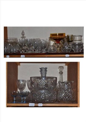 Lot 110 - Three shelves of cut glass bowls, vases and glasses